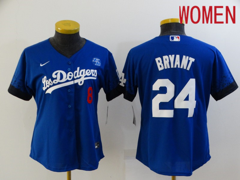 Women Los Angeles Dodgers 24 Bryant Blue City Edition Nike 2021 MLB Jersey